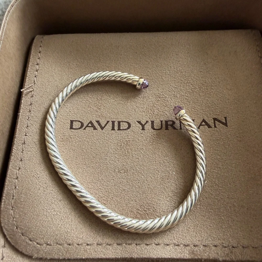 David Yurman Cable Flex Bracelet with Purple Amethyst Tips - Picture 3 of 7